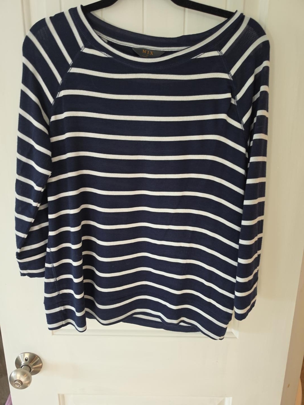 41 Hawthorn Navy and White Striped Long Sleeve Tee